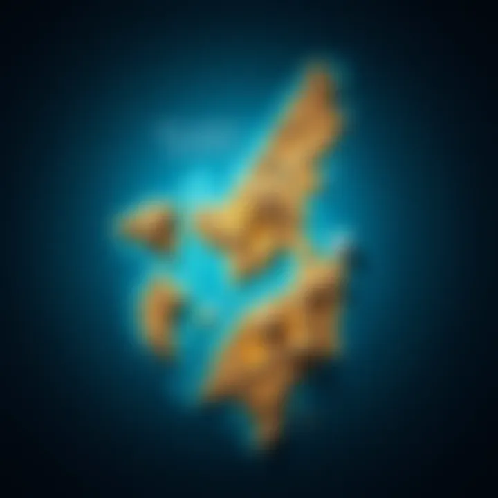 Illustration showing a map of the Azores, highlighting underwater geological features that may indicate the location of Atlantis.