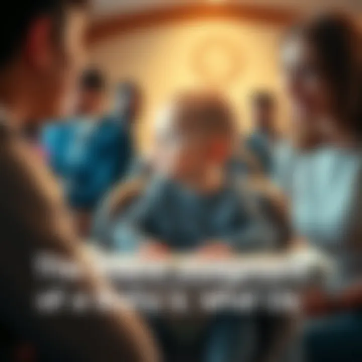 A baby sitting in a high chair, quietly watching adults interact around them, showing curiosity and attention.
