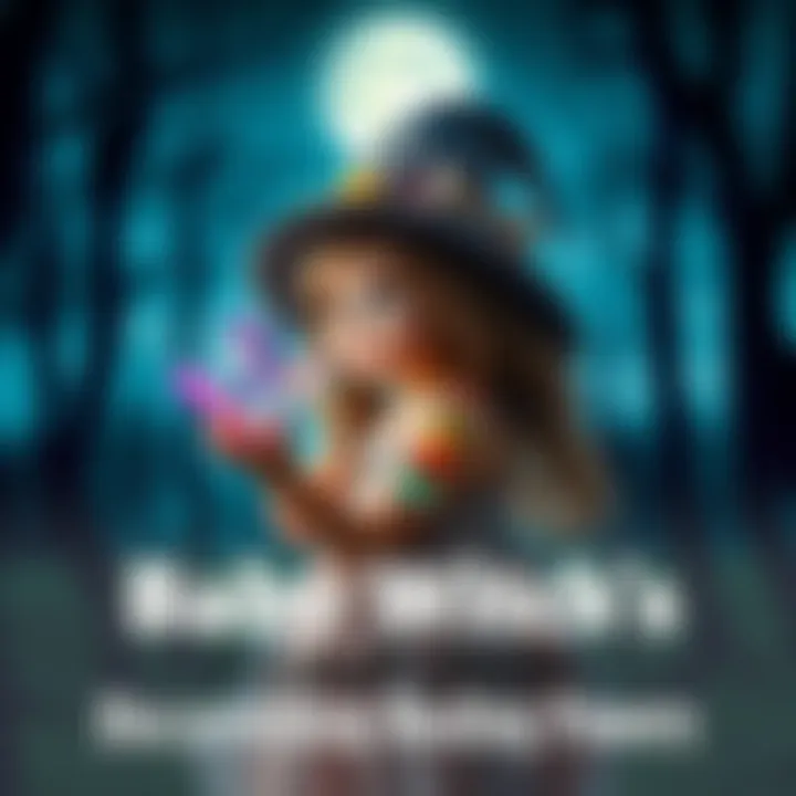 A young witch holding colorful crystals, standing in a serene forest setting under a moonlit sky, looking thoughtful as she connects with nature.