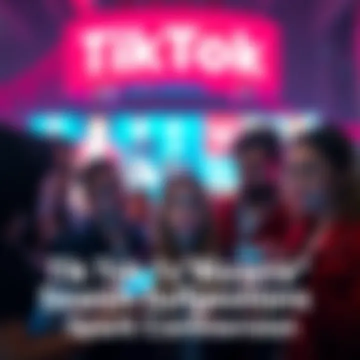 Group of people showing confusion while viewing TikTok search suggestions on mobile devices