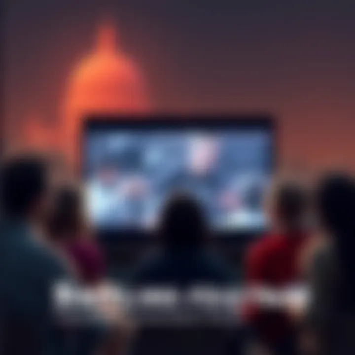 A group of people watching strange footage on a screen, discussing its meaning.