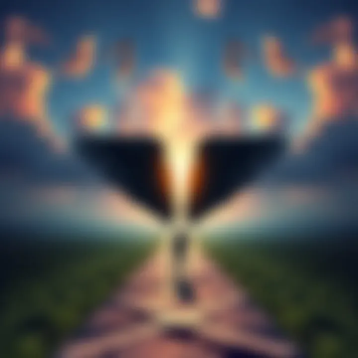 A person standing at a crossroads representing internal and external shadow integration with a path leading to personal growth and healing.