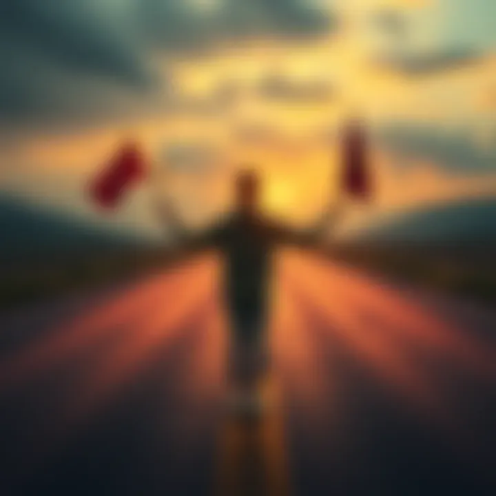 A person standing at a crossroads, holding symbols of Hellenism and Catholic faith, reflecting on their beliefs.
