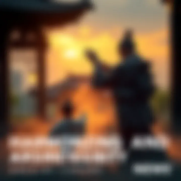 A serene scene depicting a practitioner balancing training with family life, showcasing a blend of dedication and personal connection.