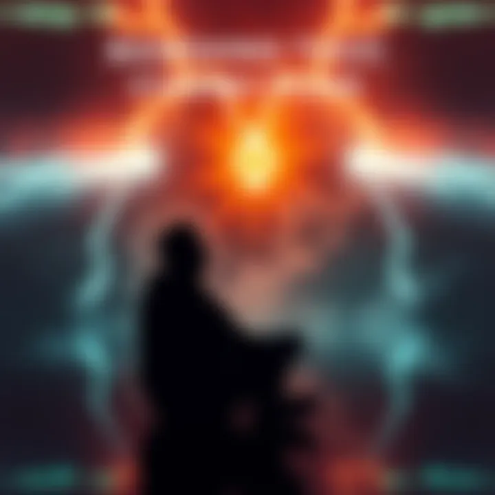 A person sitting peacefully in a serene environment, surrounded by glowing protective energy, with dark shadows fading away in the background.