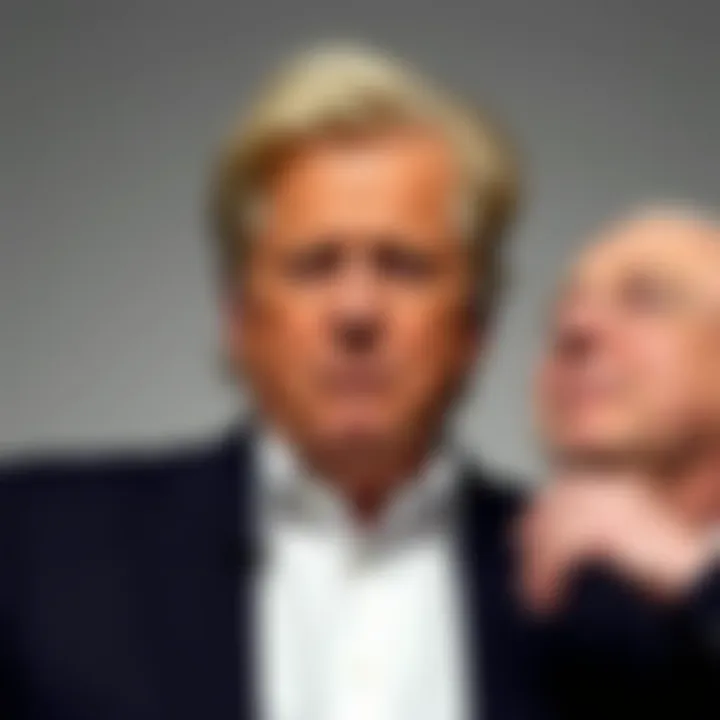 Steve Bannon speaking to Jeffrey Epstein with a serious expression, suggesting dark connections, set against a neutral background