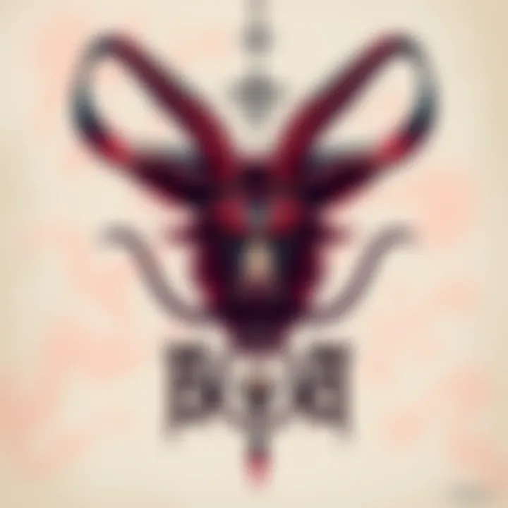 A detailed tattoo of Baphomet showcasing its symbolic features, including a goat head, horns, and balanced elements, representing duality and belief.