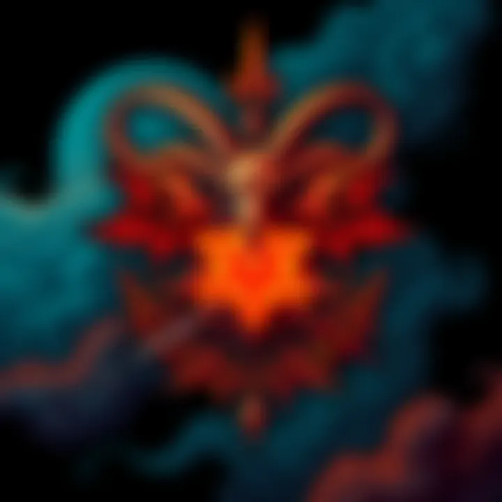 A detailed illustration of the Baphomet logo featuring a goat's head, pentagram, and various symbolic elements