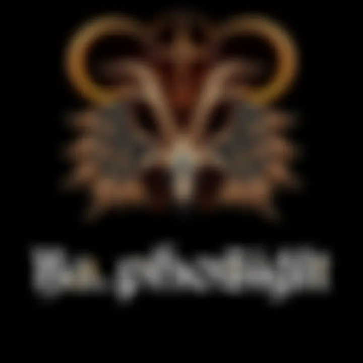 A detailed depiction of the Baphomet sigil featuring a goat's head, wings, and occult symbols, set against a dark background.