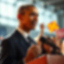 Barack Obama engaging with voters during his 1996 campaign, highlighting his focus on women's issues and innovative tactics.