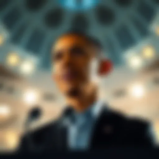 Former President Barack Obama stands at a podium discussing extraterrestrial life and government secrecy regarding alien encounters.