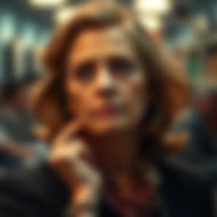 A thoughtful woman reflecting on controversial ideas about life and society.