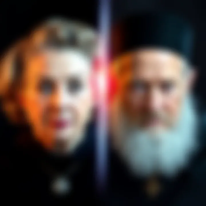 Side-by-side images of Barbara Bush and Aleister Crowley highlighting their facial similarities.