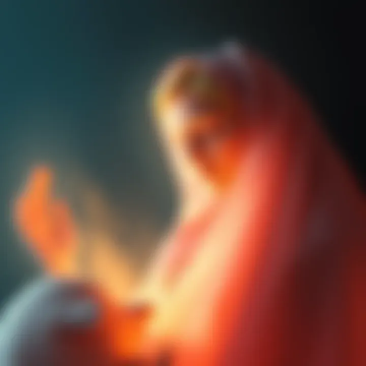 A serene representation of Barbelo, depicted as a nurturing mother figure, surrounded by soft light and gentle colors, inviting a sense of comfort and peace.