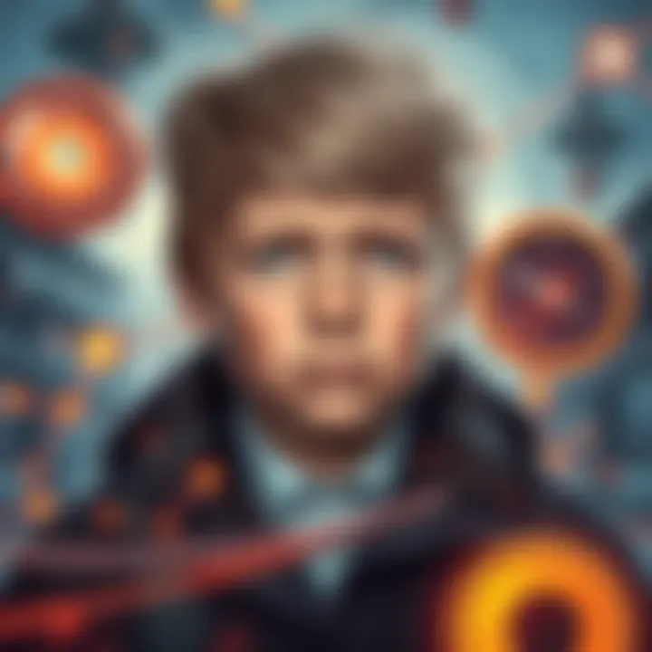 Barron Trump with futuristic elements Young boy resembling Barron Trump surrounded by time travel symbols and futuristic scenery