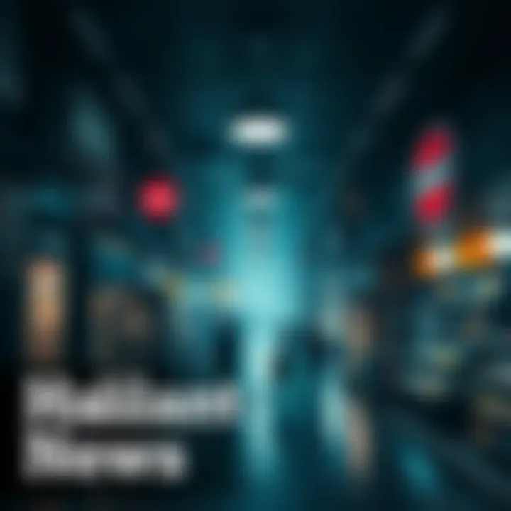 A dimly lit basement mall filled with various shops and people browsing. The atmosphere feels surreal and unsettling, highlighting themes of memory and unique experiences.