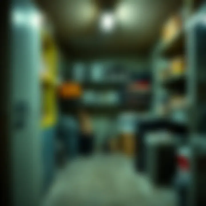 Basement and Storage Locker Footage Video still of Johnathan Gerlach's basement showing cluttered storage locker with various items