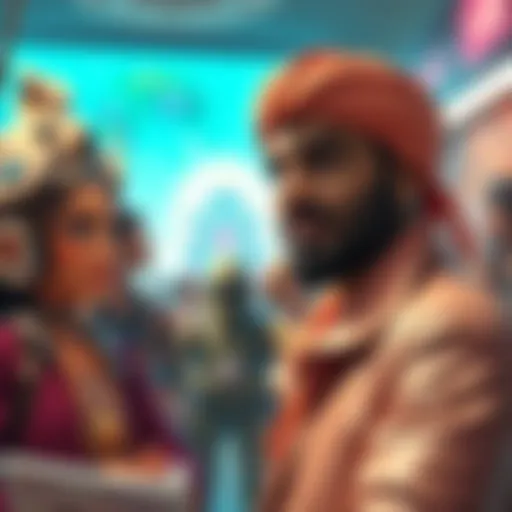 Bashar engaging with beloved fictional characters in a vibrant setting, showcasing the blend of imagination and reality