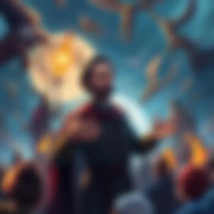 An illustration of Bashar sharing insights on the Tartaria theory, surrounded by historical and mythical elements.