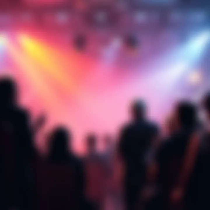 Bashar engaging with an audience about people unaffected by tragedy in a lively setting