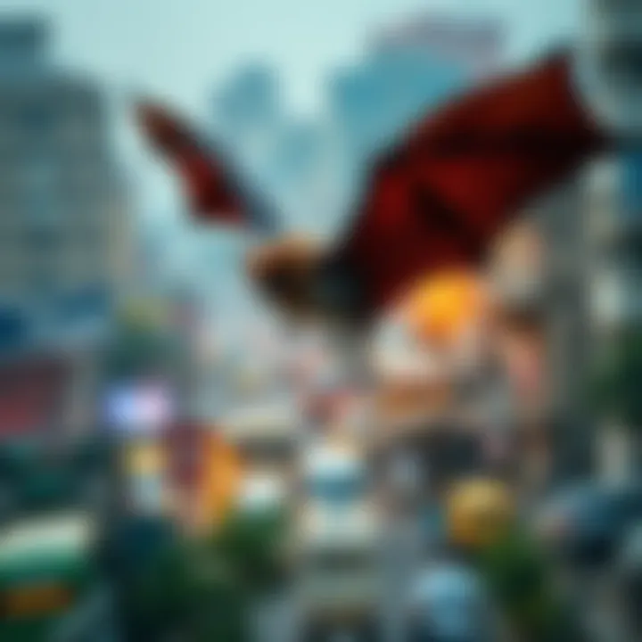 Bat flying over polluted area A bat is flying over a polluted urban landscape in India, highlighting concerns about public health and sanitation issues.