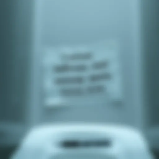 A close-up view of a handwritten message on a bathroom stall, with a pen lying beside it
