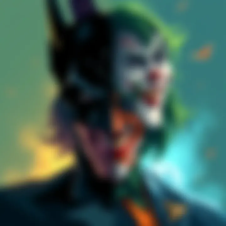 An illustrated contrast between a serious figure resembling Batman and a chaotic figure resembling the Joker, highlighting emotional themes of Virgo and Pisces men.