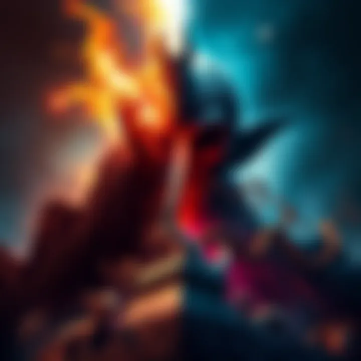 Battle Between Good and Evil A symbolic depiction of good and evil forces clashing, with one side representing light and hope, and the other representing darkness and despair.