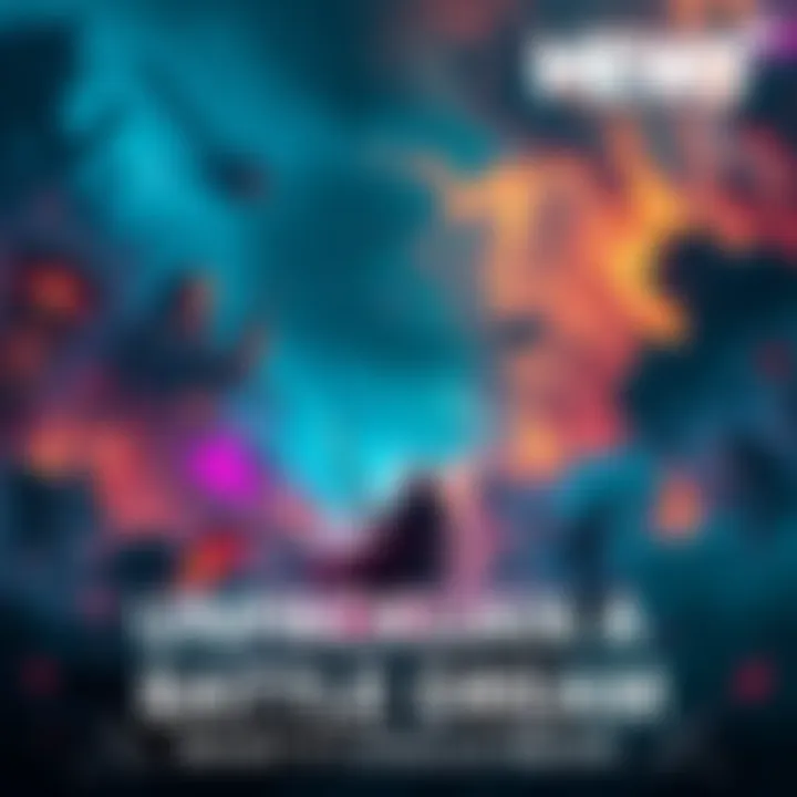 A dream of battle and magic A person stands in a chaotic battlefield, holding a sword and looking for weapons, surrounded by vibrant colors and mystical elements.