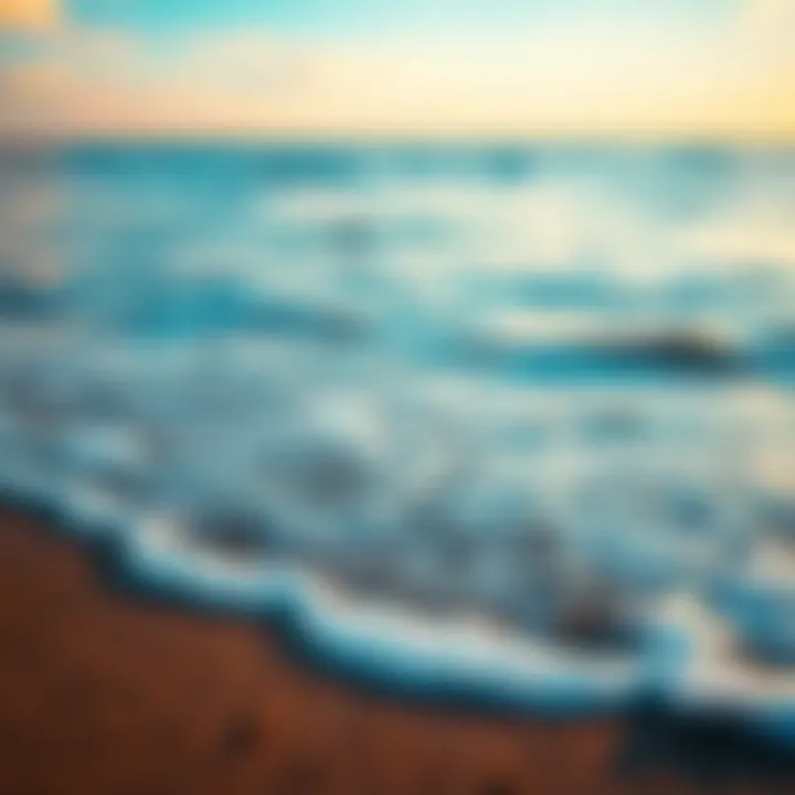 A serene beach scene with gentle waves lapping at the shore, symbolizing peace and reflection.