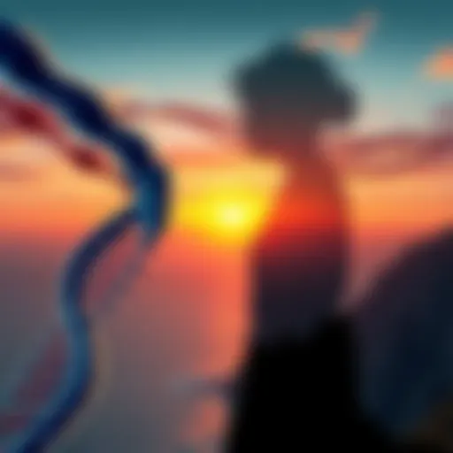 Illustration showing DNA strands and a silhouette of a woman set against a backdrop of southeastern England, highlighting the new origins of the Beachy Head Woman from the DNA study.