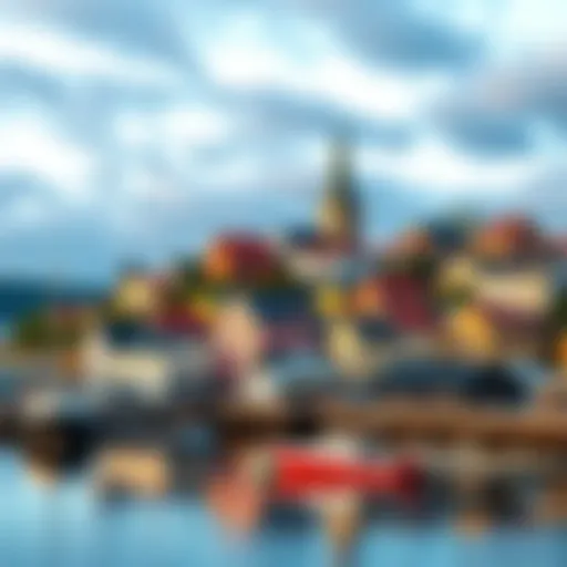 A picturesque view of a Swedish town with colorful buildings and scenic waterfront, perfect for new residents.