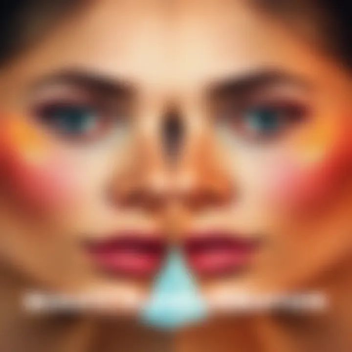 Beauty Transformation Before and After A side-by-side comparison of a person's face showcasing makeup and filters for beauty transformation, highlighting differences in appearance.