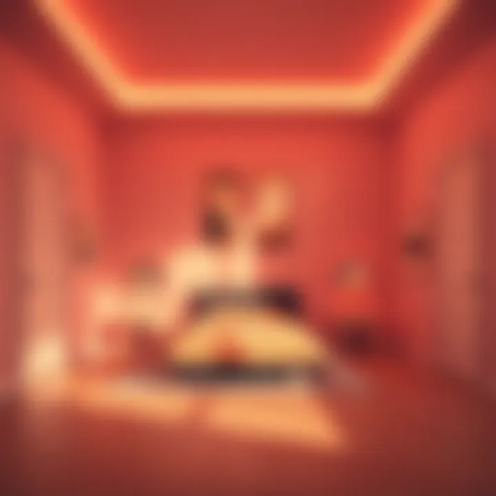 Bedroom with Three Doors A bedroom showing three doors and an awkward layout, with a bed positioned in the center