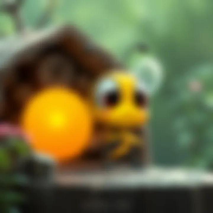 A cartoon bee looking sad while sitting outside a beehive, symbolizing its desire to fit in. The bee has big eyes and colorful stripes.