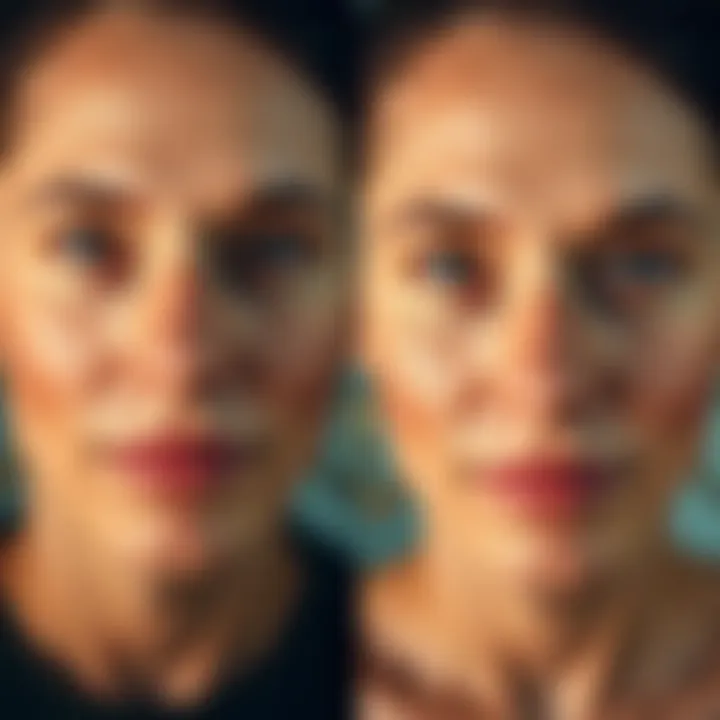 Before and After Photos of Facial Transformation Two side-by-side photos showing a person's face before and after using a subliminal, with noticeable slimming effects