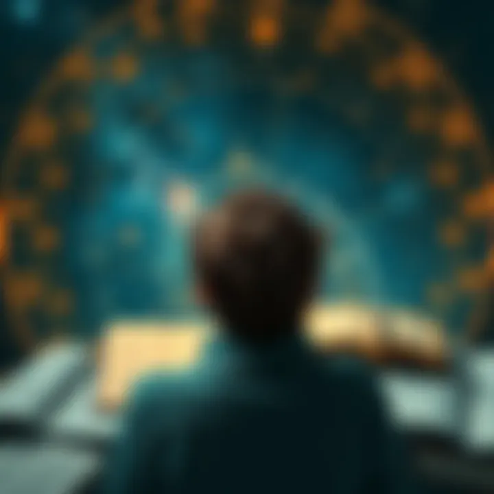 A person looking at a starry sky with astrology charts and books around them, representing the journey of learning astrology as a beginner.