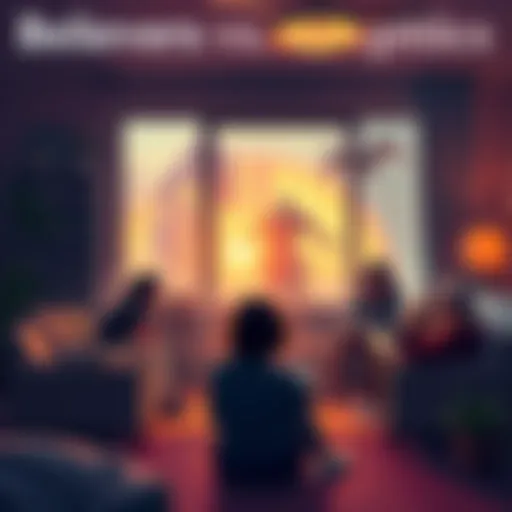 A group of people sharing their views on paranormal phenomena, with one group expressing belief and the other skepticism, in a cozy living room setting with a warm atmosphere.
