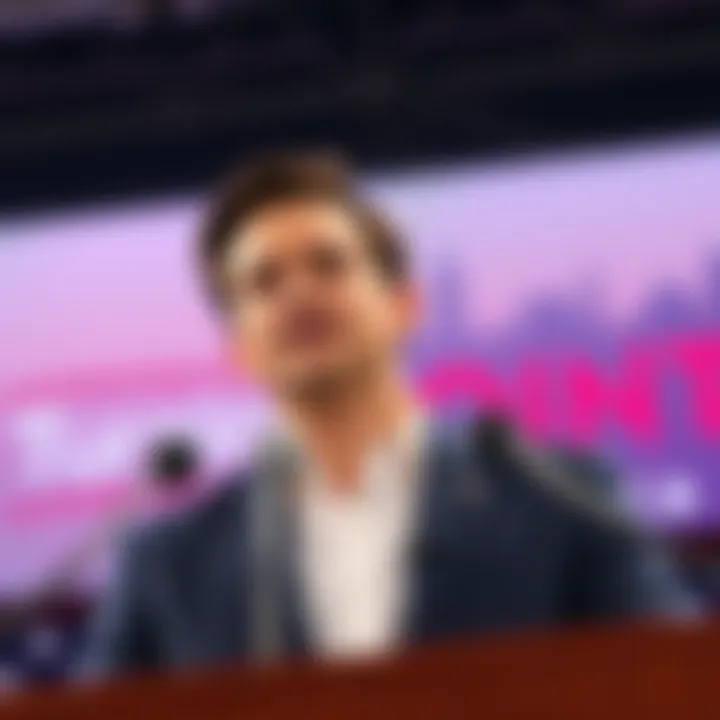 Ben Shapiro speaking at a podium with Turning Point logo in the background, indicating potential leadership