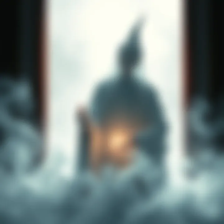 A peaceful spirit depicted in a serene setting, contrasting with the traditional image of hungry ghosts, symbolizing harmony and calmness.