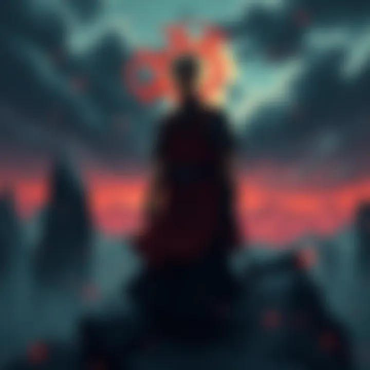 Berserk and Thelema Connection A character inspired by Berserk stands in a mystical landscape, embodying themes of magic and existential dread with a dark sky above and ethereal elements around.