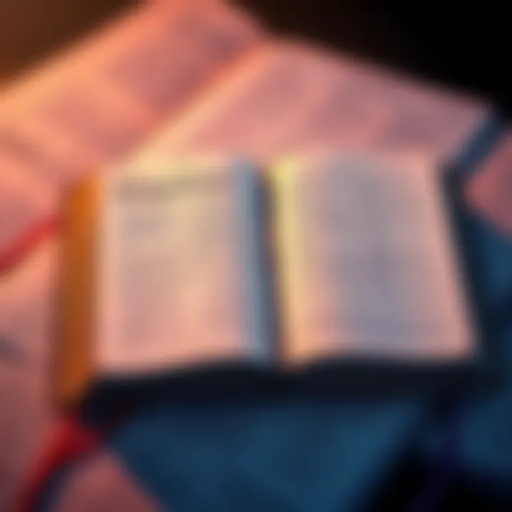 An open Bible displaying text from the King James Version, surrounded by various other translations.