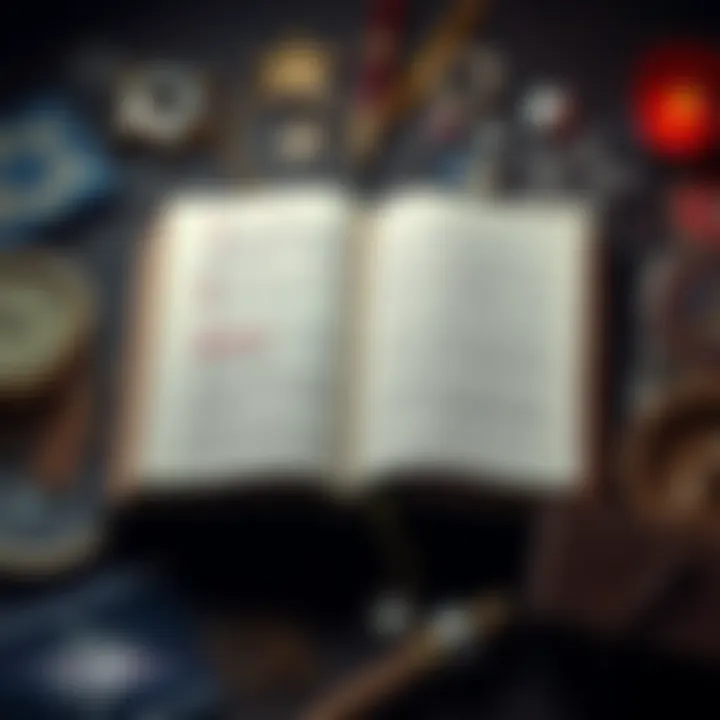 An open Bible with highlighted verses related to Jews, surrounded by cultural symbols representing Judaism and perceptions of antisemitism.