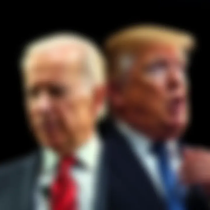 A split image showing Joe Biden and Donald Trump with contrasting reactions to corruption claims, highlighting public silence on Biden's issues and the uproar over Trump.