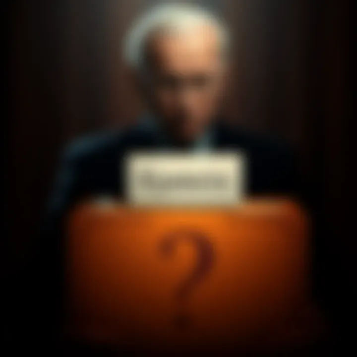 A closed file folder labeled 'Epstein' with a shadowy figure in the background, suggesting secrecy in high-level politics.
