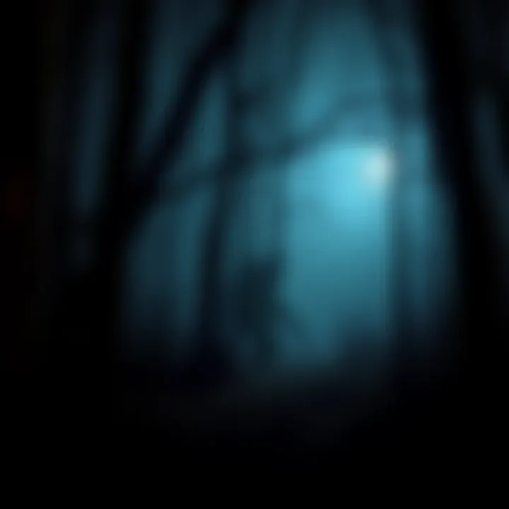 A mysterious creature in a dark Ohio forest, capturing the essence of a chilling Bigfoot encounter from 1951.