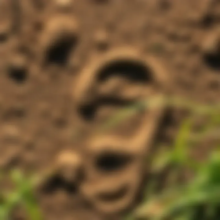 Bigfoot footprint in the dirt A clear impression of a large foot in the ground, suggesting a Bigfoot footprint, surrounded by grass in Snyder, Texas.