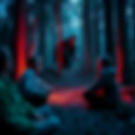 A group of Bigfoot researchers conducting interviews in a forest, discussing their findings about the legendary creature.