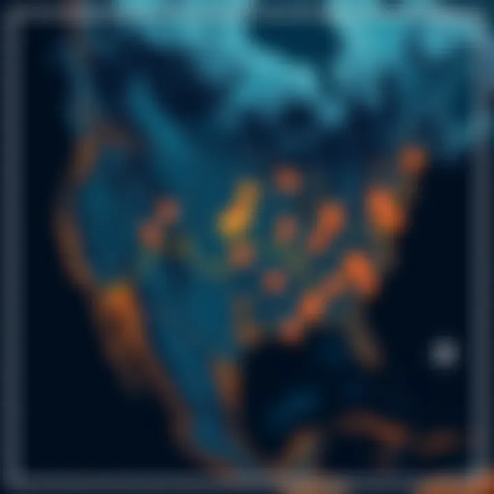 A detailed map showing various locations of recent Bigfoot sightings across the country with markers and routes.