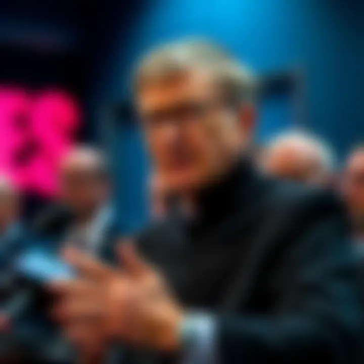 Bill Gates speaking at a press conference, addressing his relationship with Jeffrey Epstein.